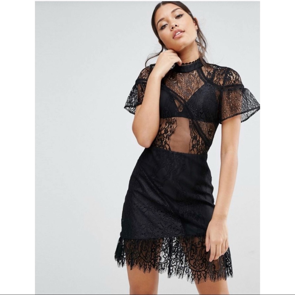 ASOS DELICATE LACE PATCHWORK MINI DRESS